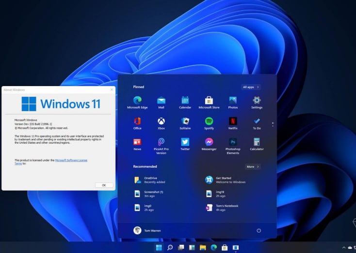 泄露的Windows 11用户界面