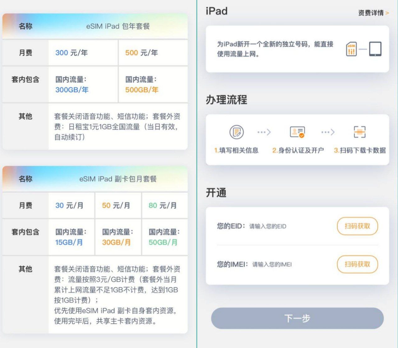 中国联通推出eSIM iPad上网套餐